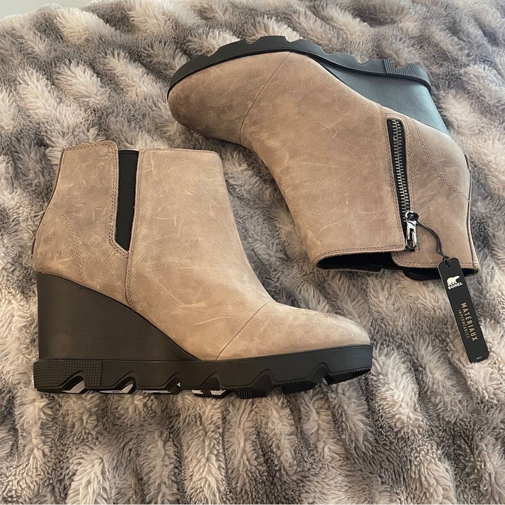 Sorel Joan Uptown Zip Leather Wedge Booties - Picture 4 of 6